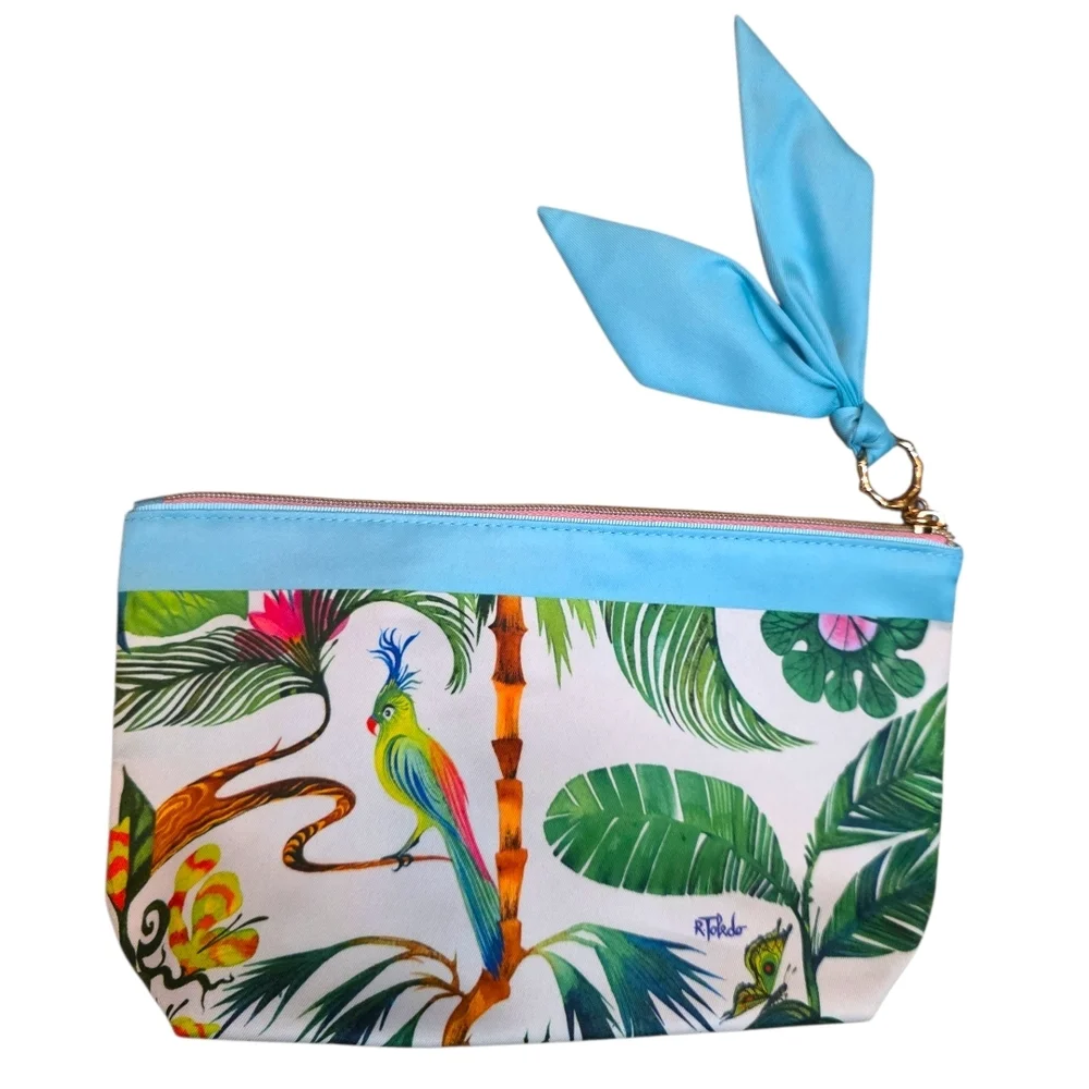 Estée Lauder x R. Toledo Tropical Bird Parrot Palm Print Cosmetic Pouch